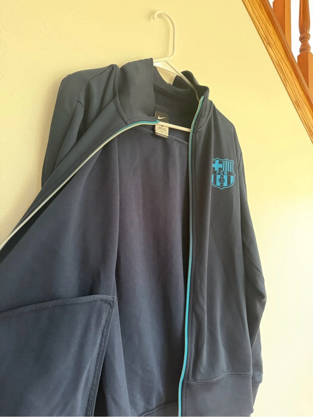 Nike Navy Track Jacket with Teal Accents - FC Barcelona Crest